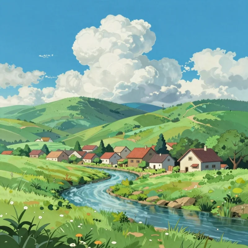 AI-generated Ghibli-style landscape